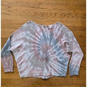 Grey Violet Womens Large Tie Dye Back Zip Sweater Made in Italy